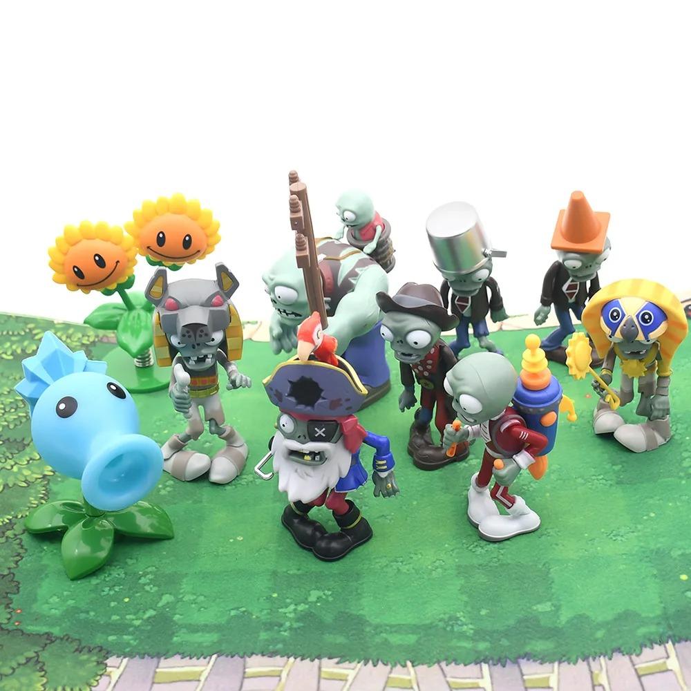 Plants vs Zombies 2 Spielset Kaktus Erbsenschießer Kokosnusskanone Echtes Spielszenen Figuren Ornamente Weiches Silikon Geburtstagsgeschenk Junge