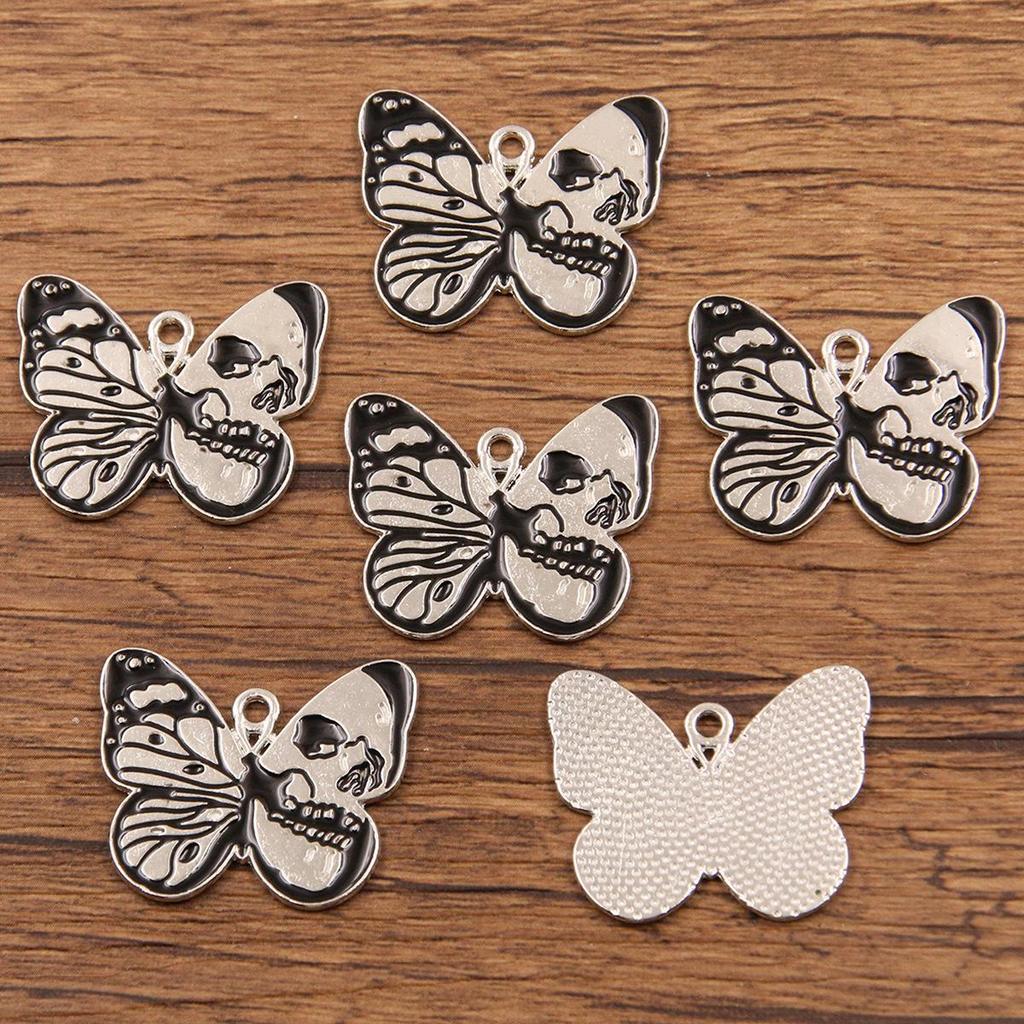 6 Styles European and American Mysterious Black Butterfly Alloy Pendant Charm
