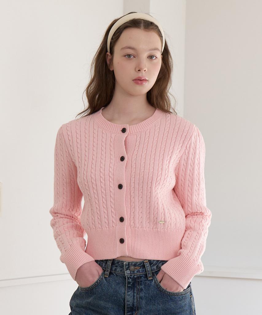 Cluny Soft Cable Knit Button Cardigan - Navy