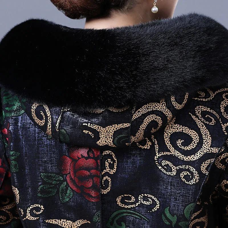 Women's Thickened Warm Mid-Length Over-the-Knee Coat Reversible Outerwear for Mothers