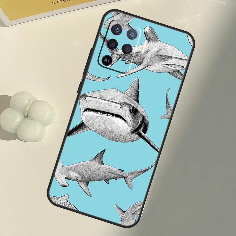 Ferocious Shark Animal Case For OPPO A15 A74 A54 A94 A52 A72 A31 A53 A53S A5 A9 2020 A3S A5S A83 A91 A93 Cover