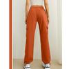 Women  Elastic High Waist Pant Casual Active  Fit Wide Leg Long Pants Trousers With Pockets