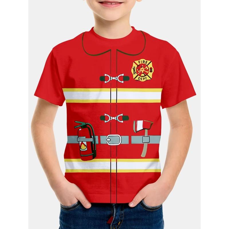 Kinder 3D-Druck Rundhals-T-Shirt Mode Vielseitig Trend Atmungsaktiv Lässig