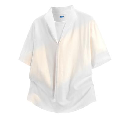 Plus Size Plus Size Solid Color Short-sleeved Men's Thin, Cool And High-end American Shirt Jacket