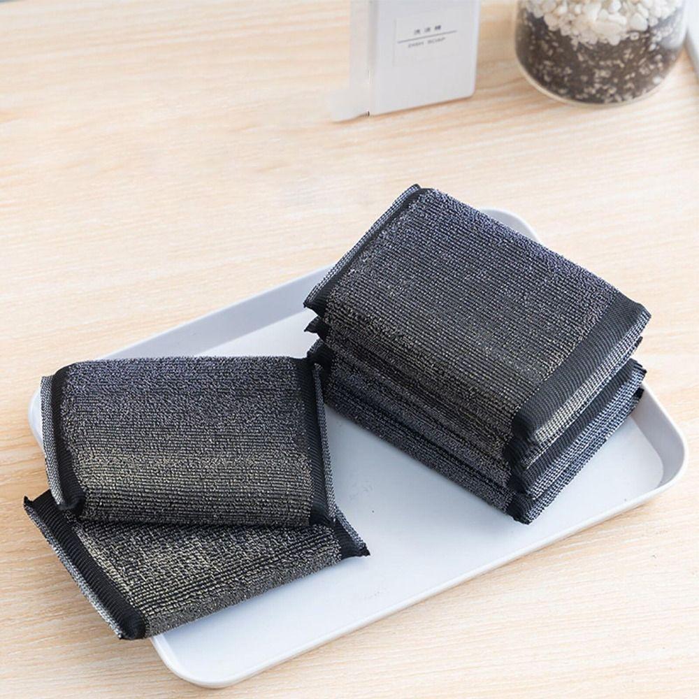 6Pcs Stainless Steel Wire Non-Scratch Washing Pads Dishes Scrub Sponges Reusable Dishwashing Sponge