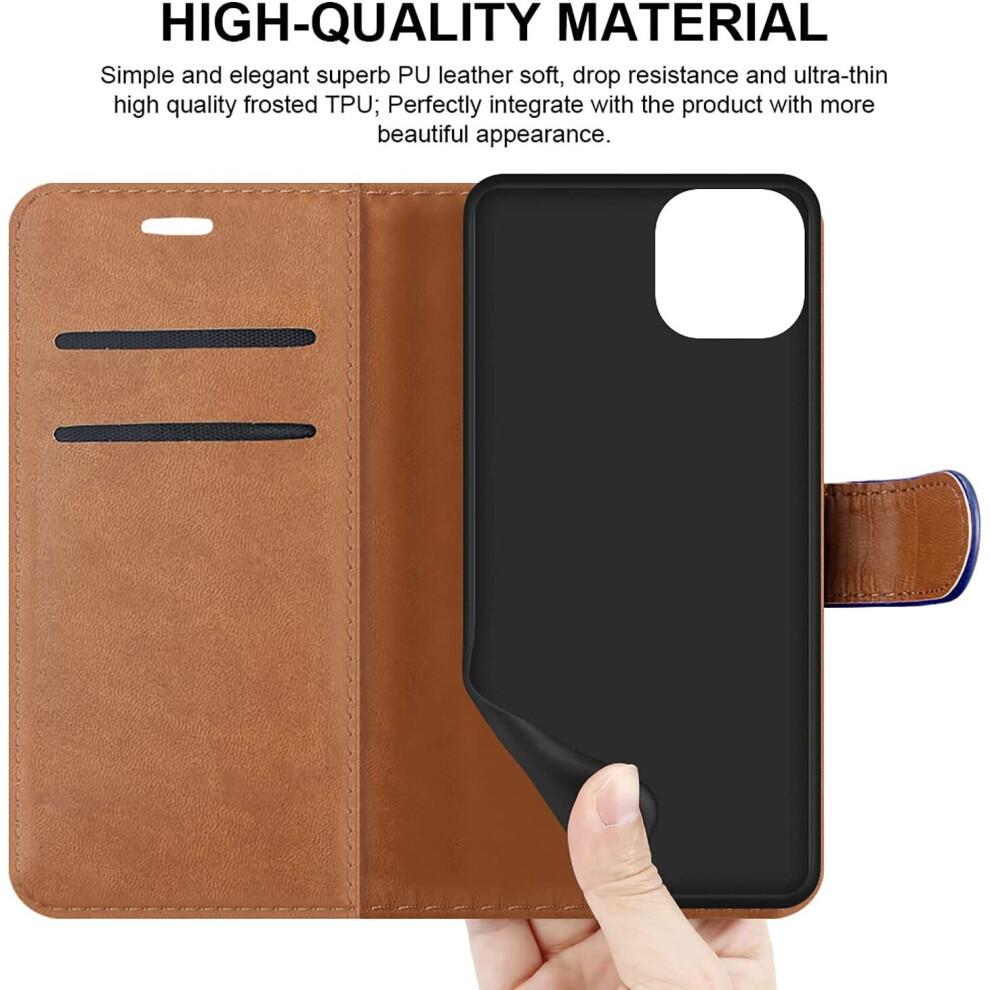 (Blue) iPhone 14 (6.1)Case Leather Wallet Book Stand view