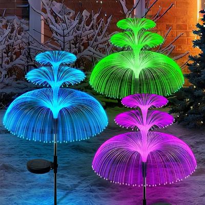 1 Pack 3 Layer Solar Fountain Jellyfish Lights Christmas Tree Lights With Colorful Changing LED Halloween Decorations
