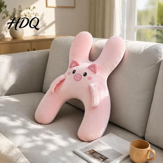 Plüsch-Umarmungskissen für Sofa H-förmig Auto Kinder Niedliche Nackenkissen Sitz Schlafen Lendenstützkissen Ruhekissen Reisen Entspannen Rücksitz