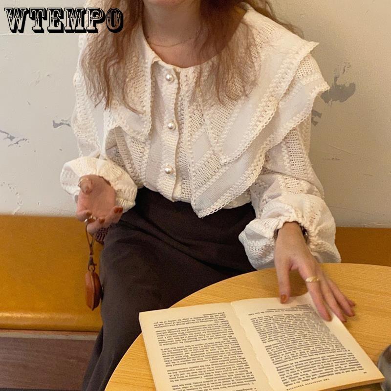 Shirt Autumn Spring And Womens Gentle And Stylish Small Collar Unique Shirt Loose Lantern Sleeve Shirt Top