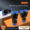 PY Blue Y-Shaped PW6-4 Pneumatic Quick Connector: Three-Way Reducing Air Hose Connector