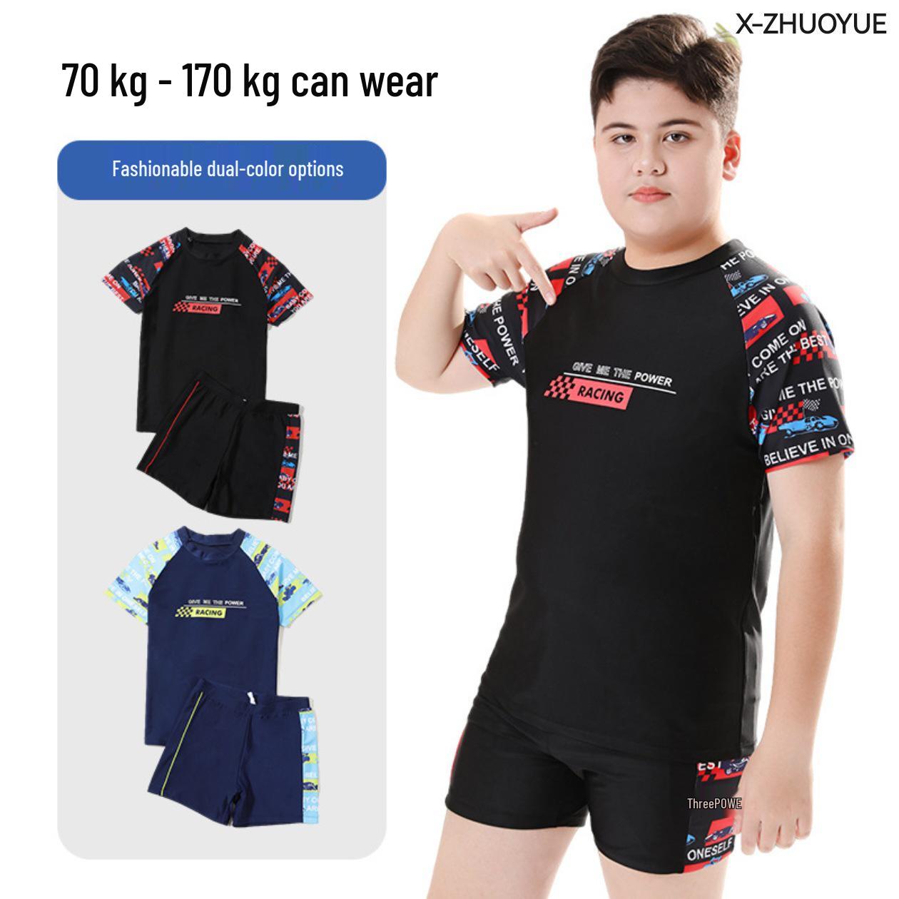 

2025 Chubby Boy Teen Swimsuit Set: Loose Fit Trunks for Training 190