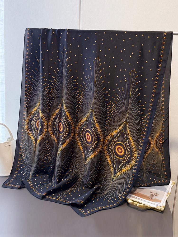 Elegant Women Satin Silk Scarf Beach Wrap Shawl Ladies Vintage Print Sunscreen Bandanas Hijab Mujer Boho Scarve Pareo Casual New