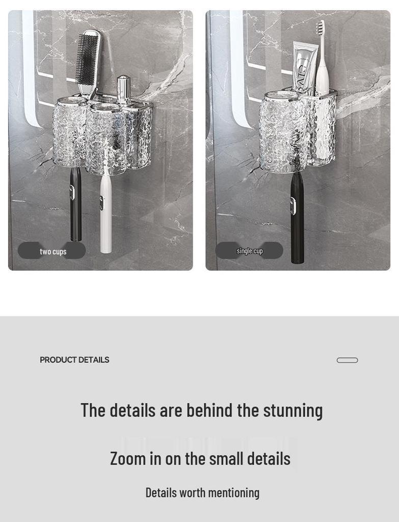 Elegant Wall-Mounted Electric Toothbrush and Mouthwash Cup Set