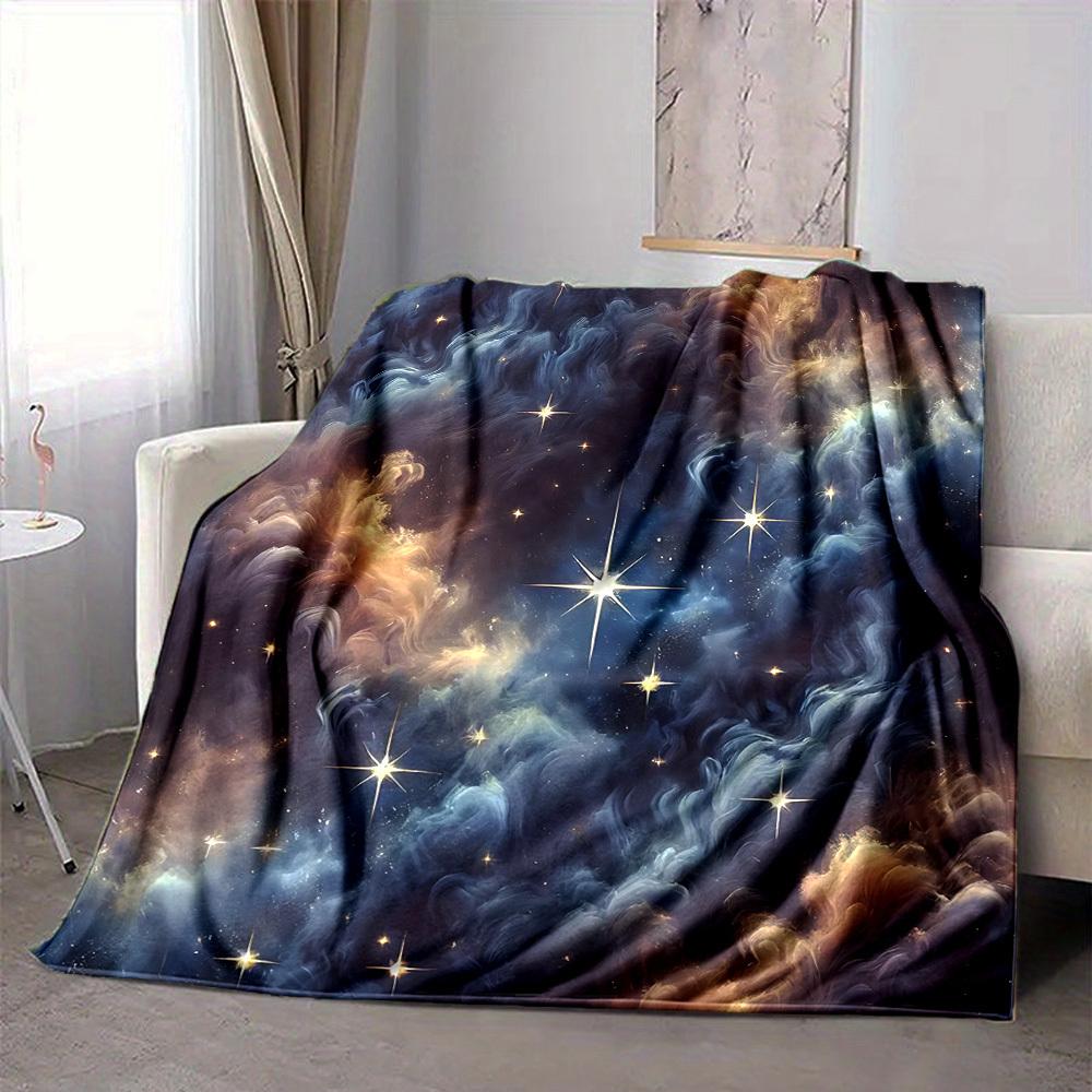 1pc Galaxy Nebula Blanket, Lightweight Flannel Throw Blanket For Sofa, Bed, Travel, Camping, Living Room, Office, Couch, Chair, And Bed