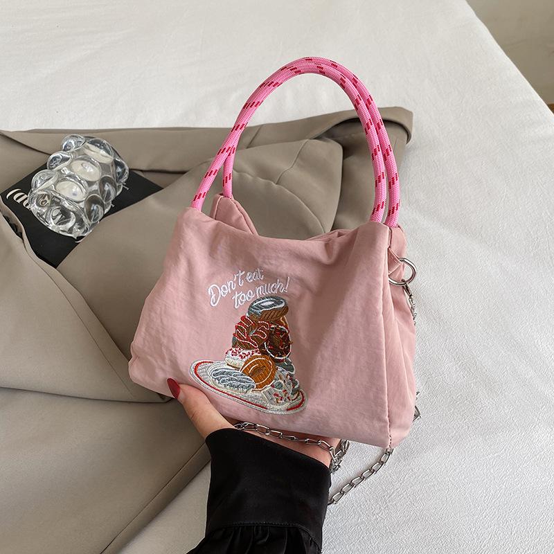 2025 Summer New Japanese Nylon Embroidered Bag Fashionable and Simple Niche Commuter Foreign Style Messenger Bag Shoulder Bag