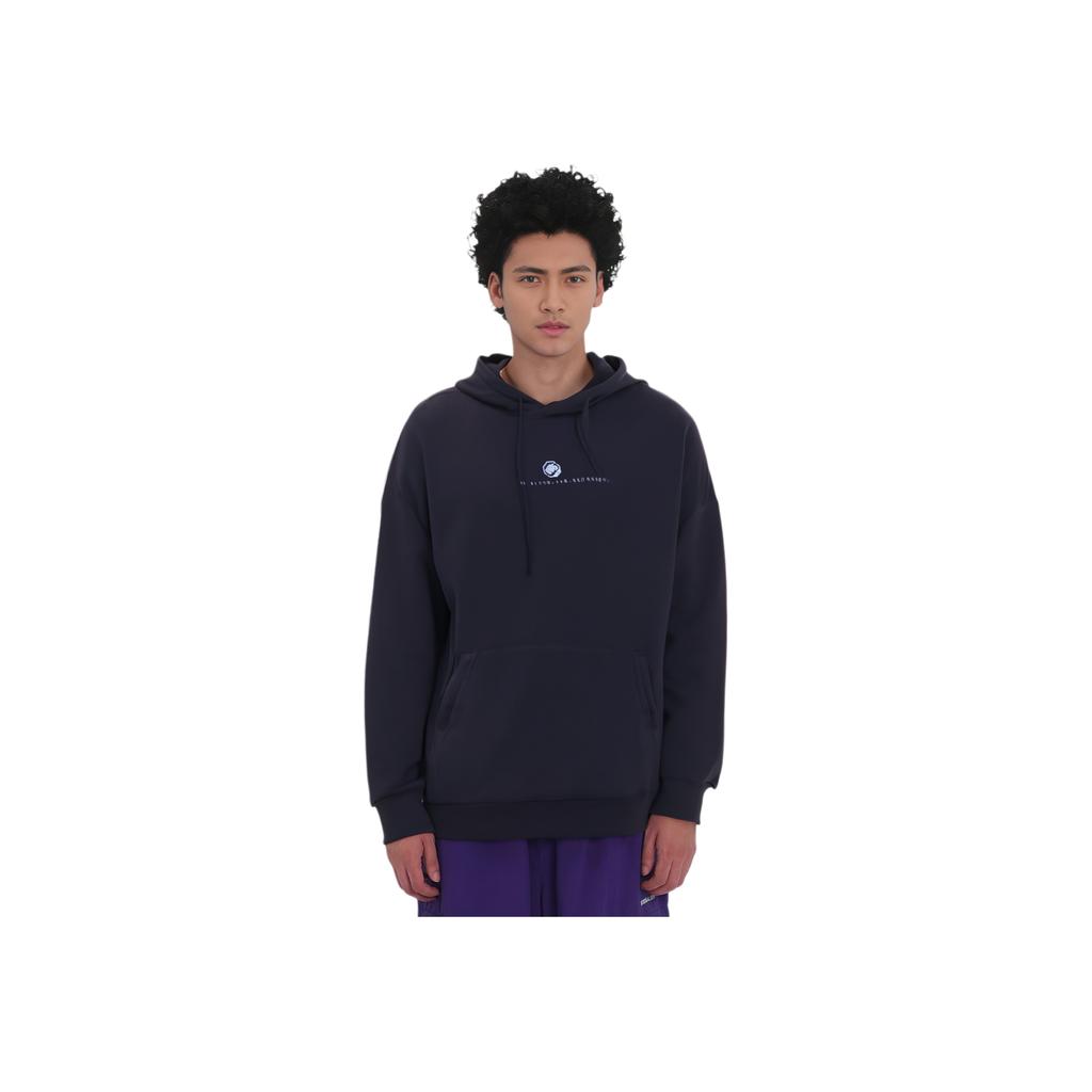 Li Ning Badfive Sports Basketball Serie Lockeres Kapuzensweatshirt mit Rückendruck Herren Sweatshirt Schwarz AWDR943-1