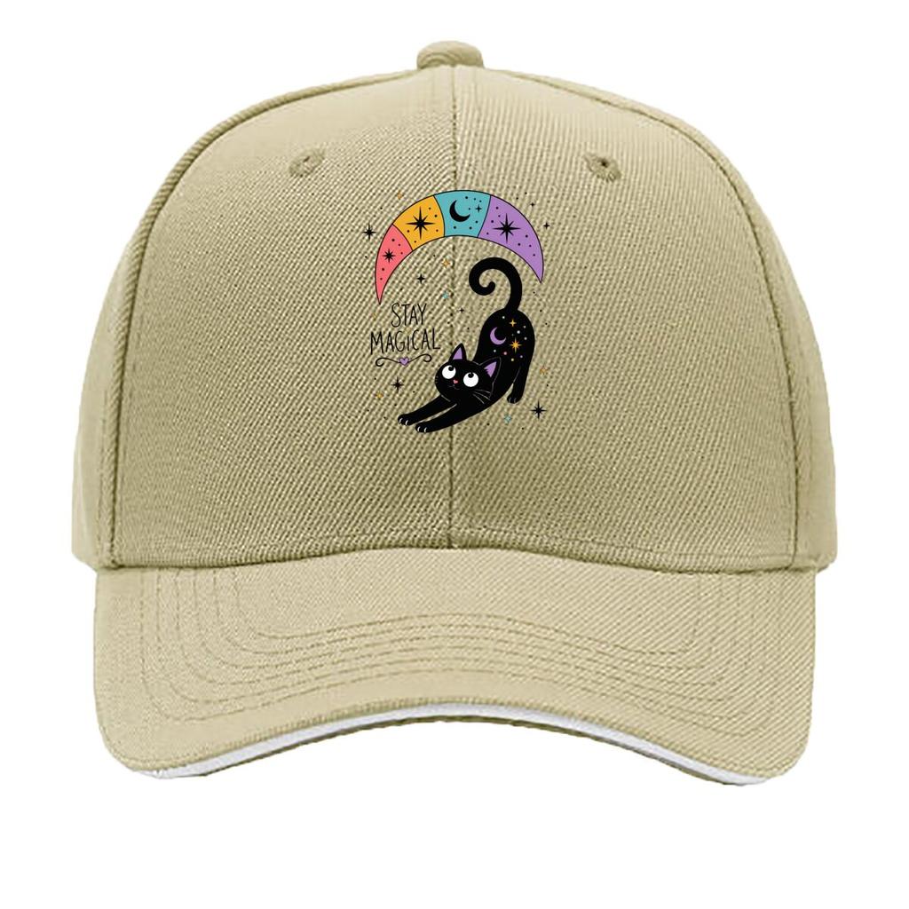 Whimsical Rainbow Moon Cat Charm Sandwich Baseball Cap Sun Cap Outdoor Workouts Hat