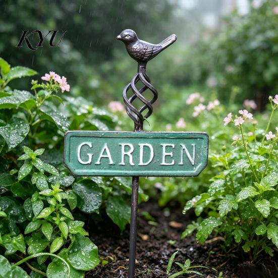Metal Ground Anchors for Plants Retro Bird Garden Stake, Sign Rustic Heavy Duty Piles Yard Decoration with Stake Flower Bed, Lawn Vintage Style Stakes