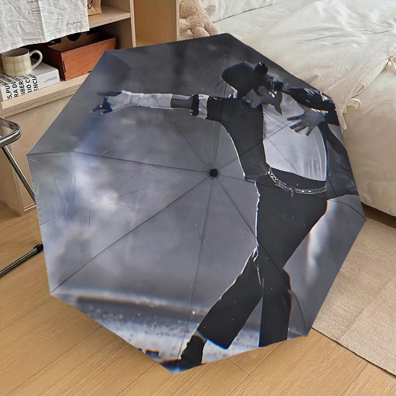

1pc Michael Jackson Automatic Folding Umbrella, Portable Collapsible Design, Casual Outdoor Accessory 002