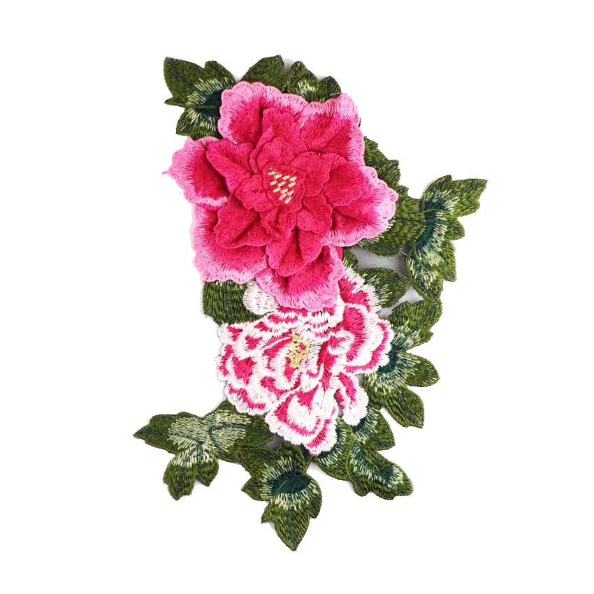 Three-Dimensional Peony Lace Embroidered Patch for Clothing