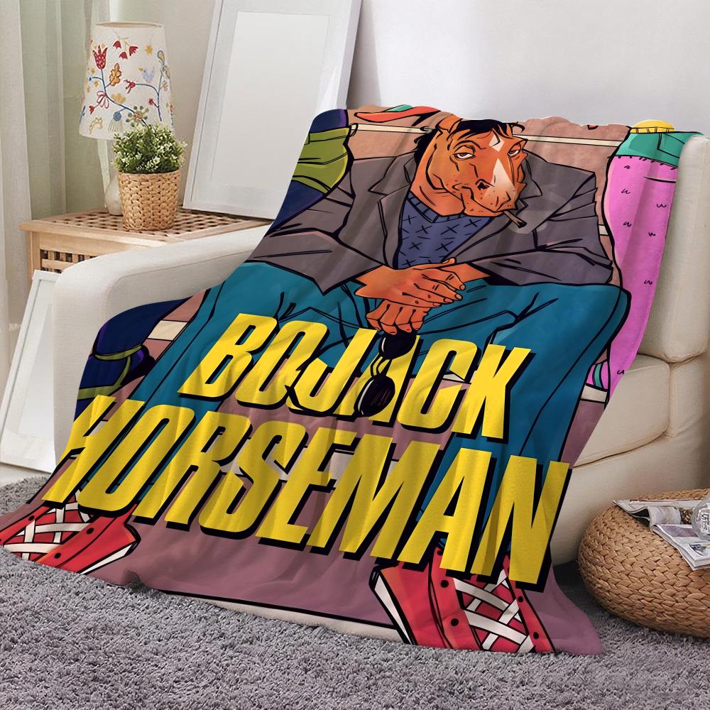 Manta de Franela Decorativa de Dibujos Animados BoJack Horseman: Suave Amigable para Niños Cálido Antiestático Todas las Estaciones Lavable Sofá Cama Hogar