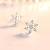 S925 Sterling Silver Snowflake Flower Stud Earrings with Inlaid Diamonds, Sweet and Romantic Christmas Accessory for Women