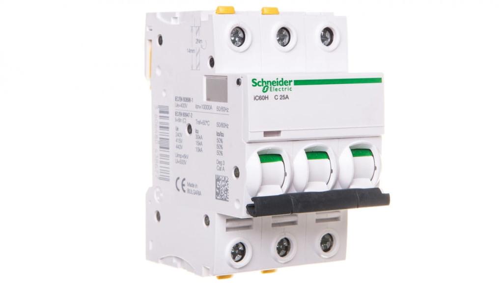 Circuit Breaker 3P C 25A 10kA AC iC60H-C25-3 A9F07325