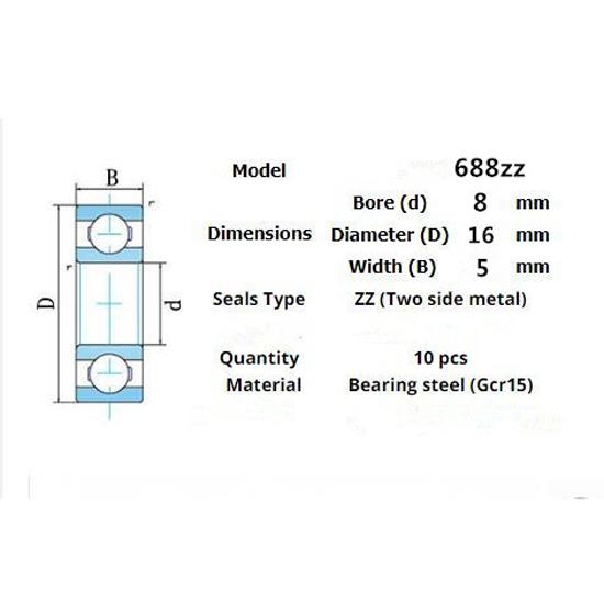 Lager 688ZZ 10 stk 8*16*5(mm)