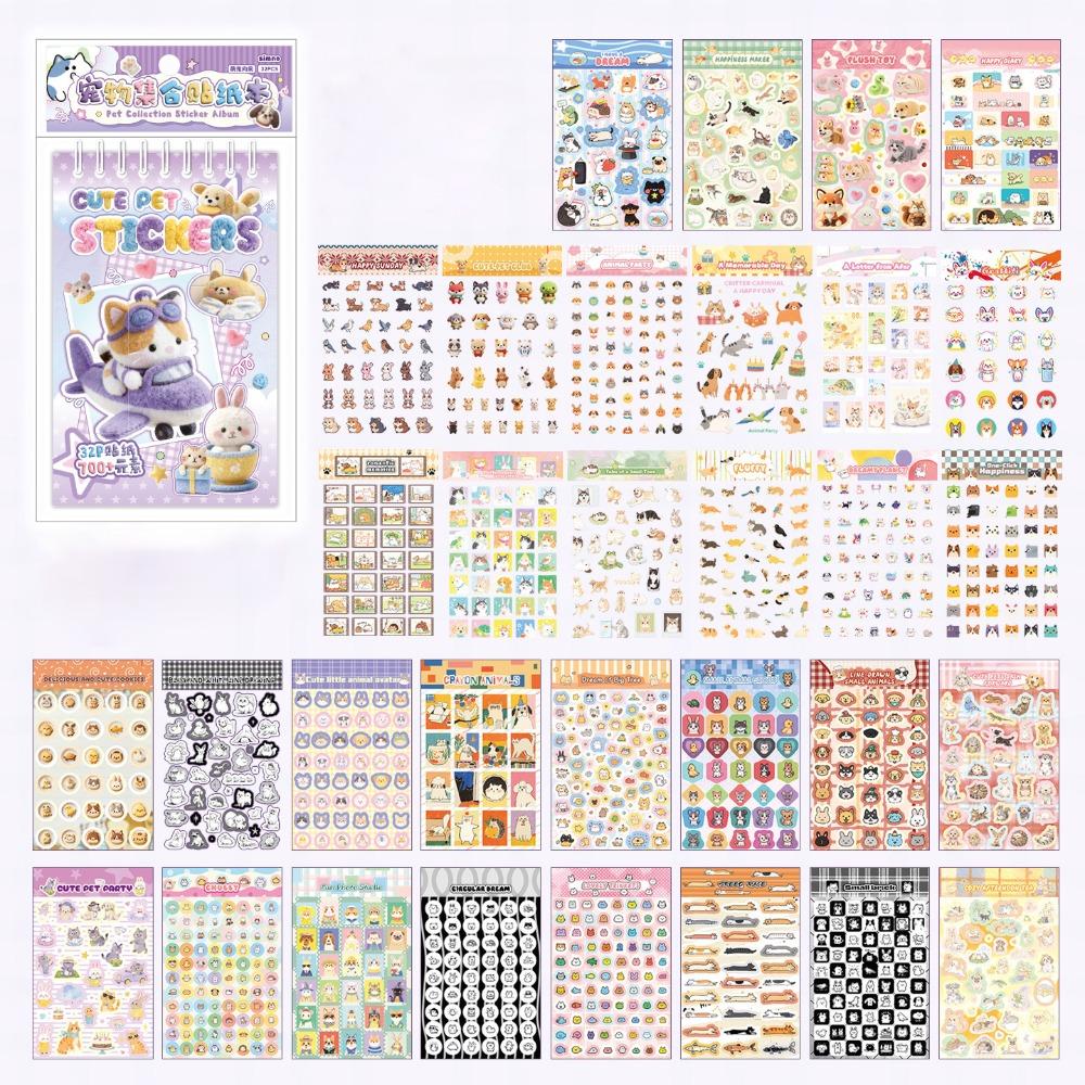 

Graffiti Style Pet Sticker Collection Small Pattern Design Cute Pet Collection Die-Cut Sticker Book 32 Sheets Pack фиолетовый
