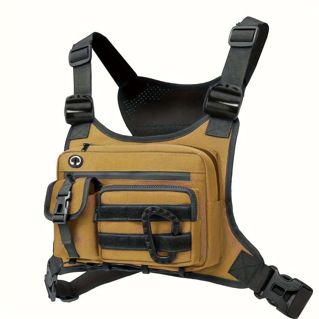 Qianyu Tactical Chest Bag & Vest - Tactical EDC Chest Bag Equipment, with Zipper Closure and Adjustable Shoulder Straps
