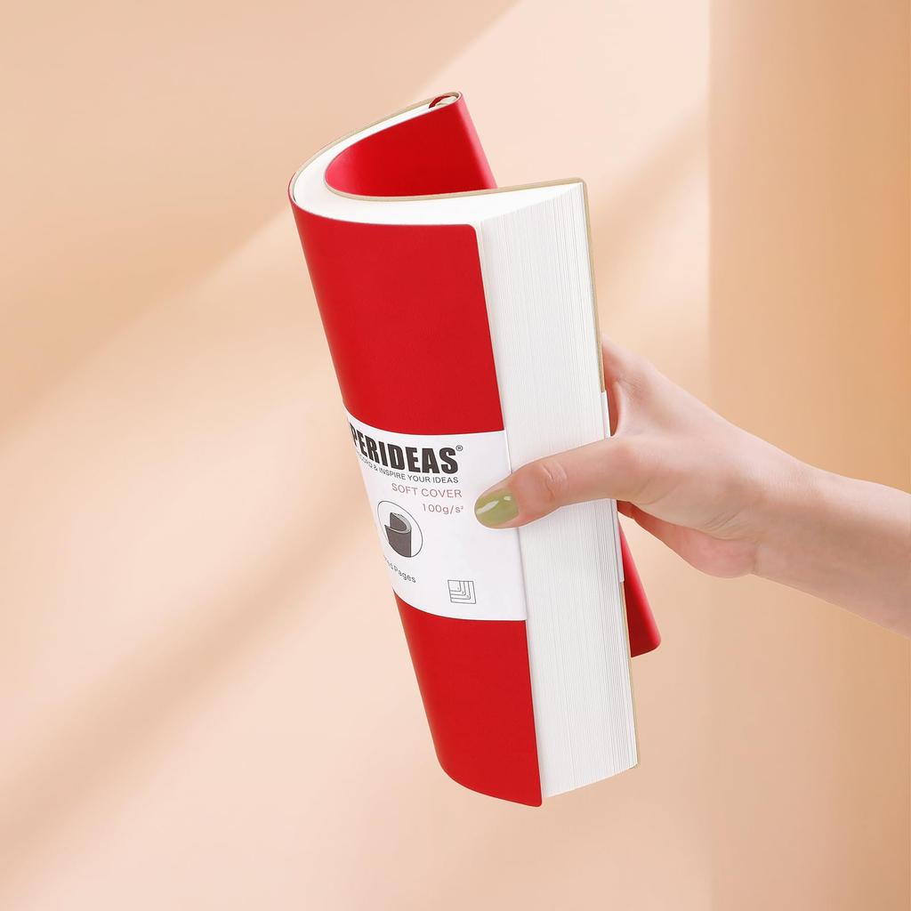 PAPERIDEAS Soft Cover Notebook, B5, (Grid, Red)