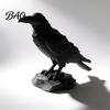 Lifelike Black Bird Ornament 3D Printed Crow Statue, Gothic Dark Academia Sculpture, Matte Raven Decoration Figurine, Stable Rock Base for Desk