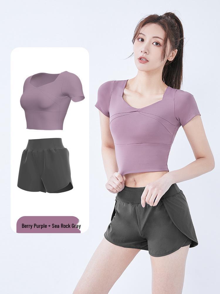 Women's Quick-Dry Summer Yoga & Fitness Two-Piece Set - Casual Sportswear Plus Size Short Sleeve