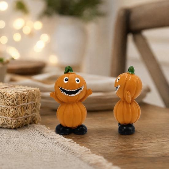 Hand-painted Pumpkin Figures Halloween Figure Ornaments, Hand-Painted Resin Decorations with Unique Cute Figurines Expressions, Figurine for