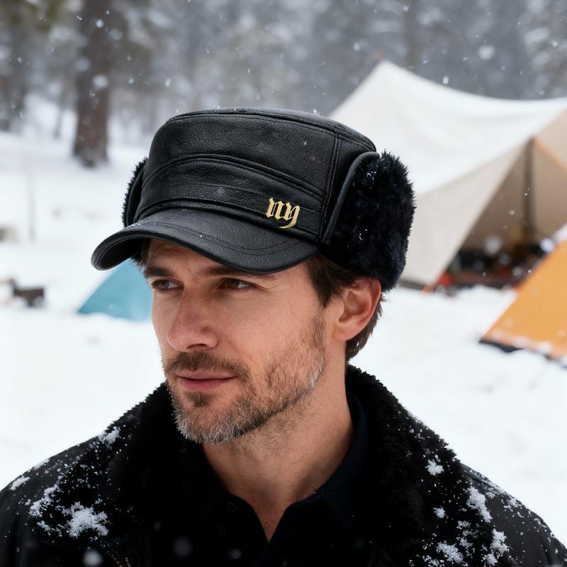 Herren Flachmütze Winter Warme Ohrenschutzmütze für Mittelalte und Ältere Bombermütze Dicke Kältefeste Mütze