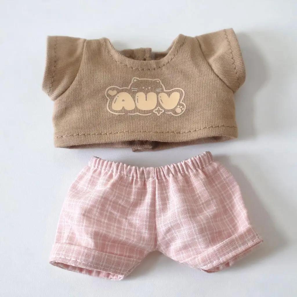 

17 см Мини Плюшевая Кукла Одежда Наряд Аксессуары Для Корея Kpop Exo Labubu Идол шляпа футболка брюки набор Одежда Подарок No Dolls