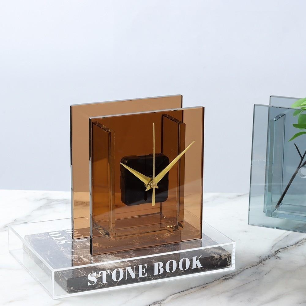 Nordic Style Flower-Insertable Clock Minimalist Square Table Clock Desktop Vase Clock  Living Room