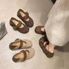 French retro shallow mouth one-word buckle Mary Jane women's shoes 2025 new one-pedal with skirt flat-soled beanie shoes