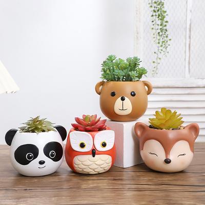 Adorable Animal Resin Mini Succulent Planter - Panda, Owl, Bear, Deer, Decorative Plants Pot Perfect for Home Decor & Gifts