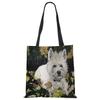 Unique Design Westie Dog Painting Square Handbag for Women Shoulder Bags Large Capacity Eco Linen Totes KTY