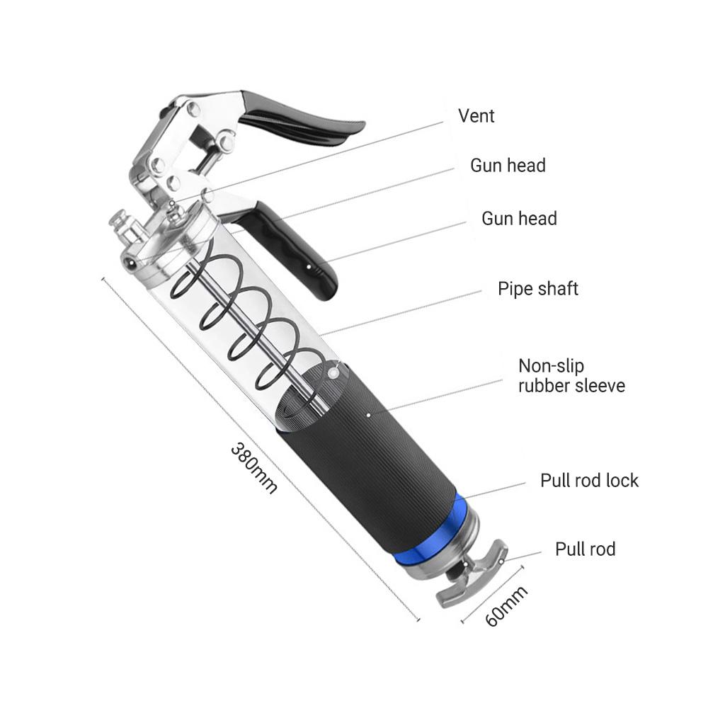 Heavy Duty Manual Grease Gun Kit 400CC With High-Pressure Pumping & Hose For Industrial Machinery And Vehicle Maintenance Tools