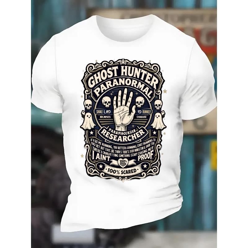 

European sizes Men s Funny T-Shirt - Sarcastic Quote & Spooky Skull & Ghosts Graphic Tee- Soft Breathable Blend Crew Neck Short Sleeve Casual Top 4XL білий