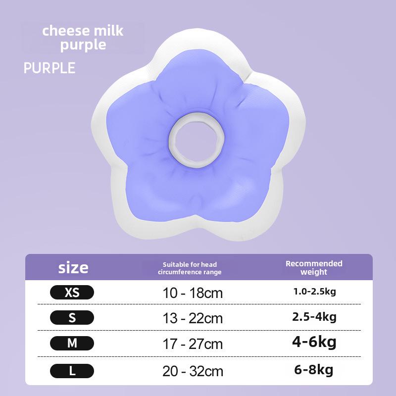 

Мягкий цветочный елизаветинский ошейник для собак и кошек - профилактика послеоперационного вылизывания и укусов Cheese Milk Purple