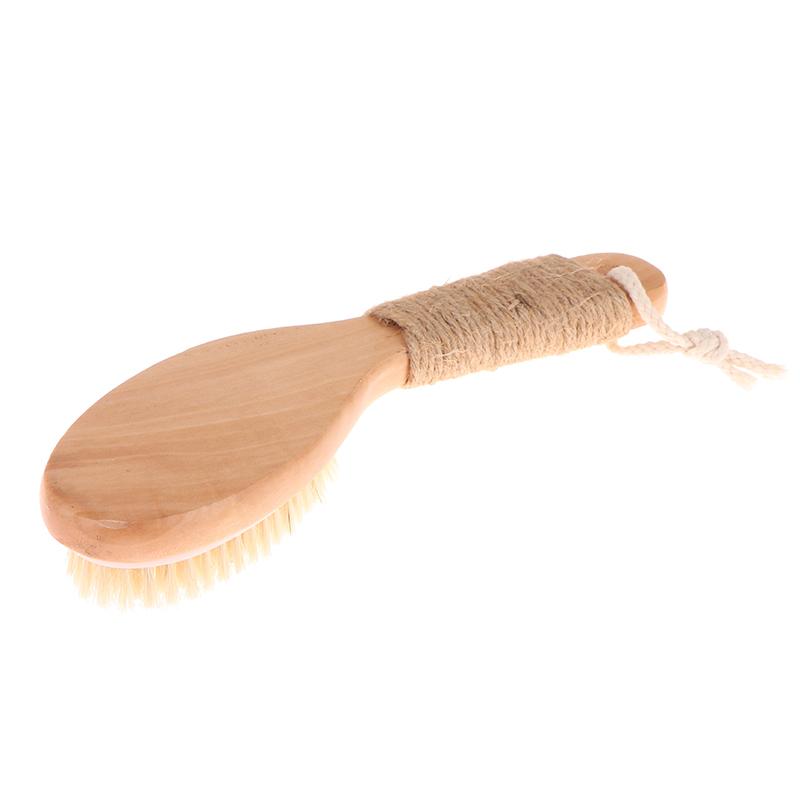 Wood + Bristle Full Body Natural Bristle Dry Skin Exfoliation Brush Massager Cleaner Scrubber