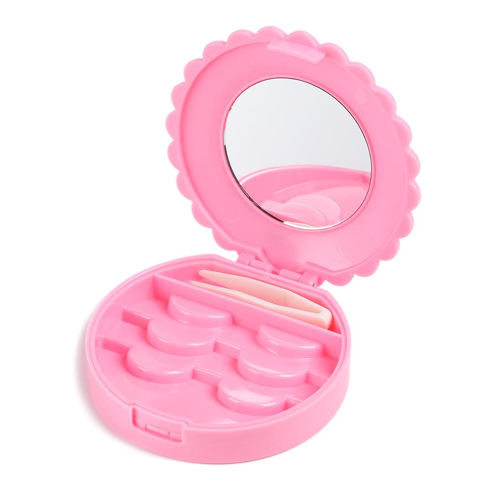 

Beauty Pink Mirror Case False Eyelash Box Lashes Container Box Makeup Tool Lashes Organizer слонова кістка