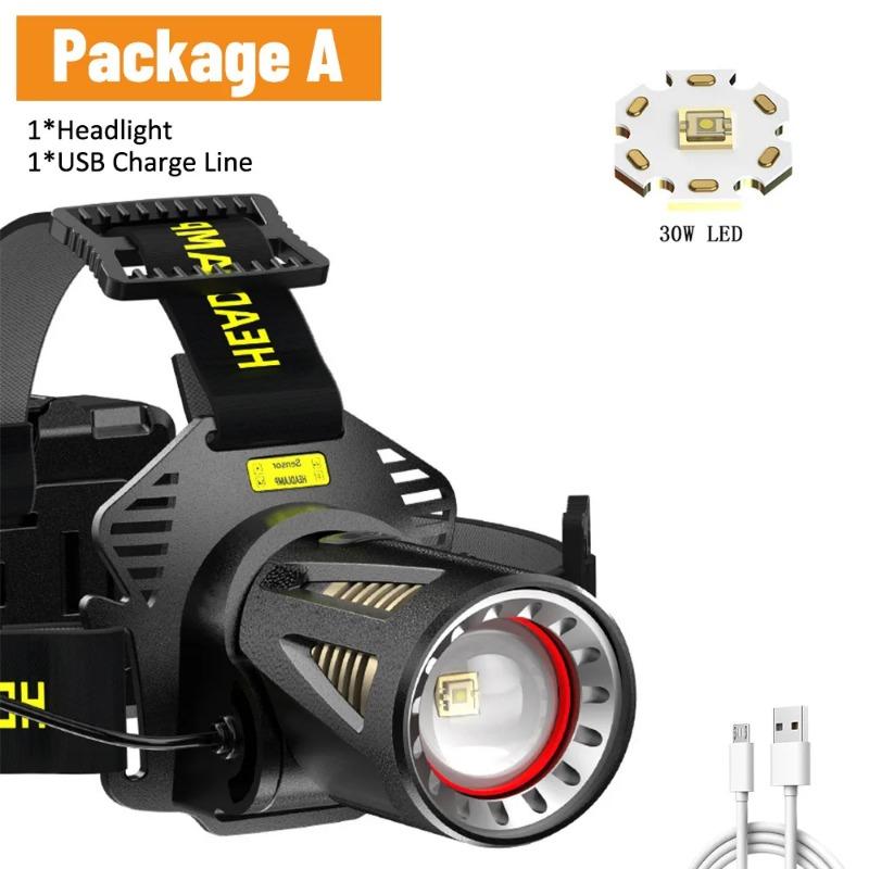XHP360 High Power Fishing Headlamp USB Rechargeable LED Flashlights Camping Hiking Light Headlight Can Be Used As A Power Bank