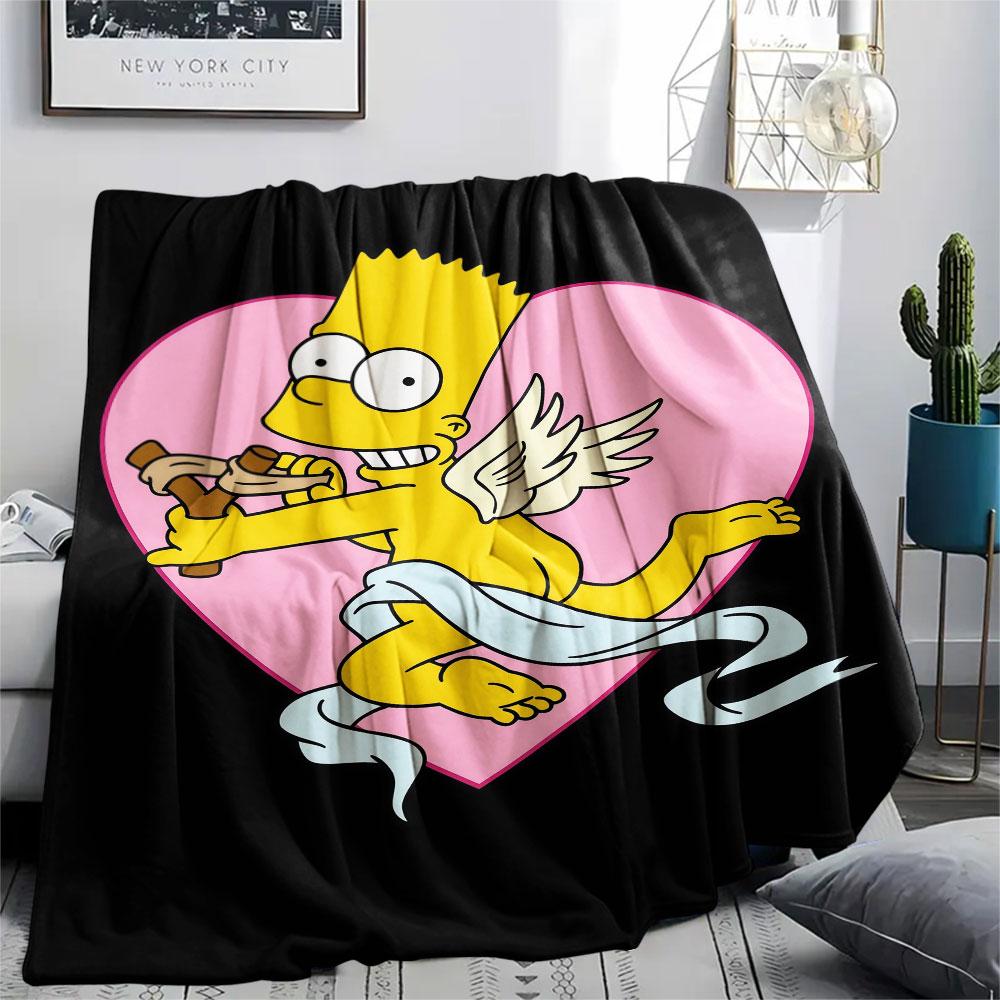 Bart Simpson Printed Flannel Blanket, soft throw for bedroom sofa, washable, fan merchandise, great gift.