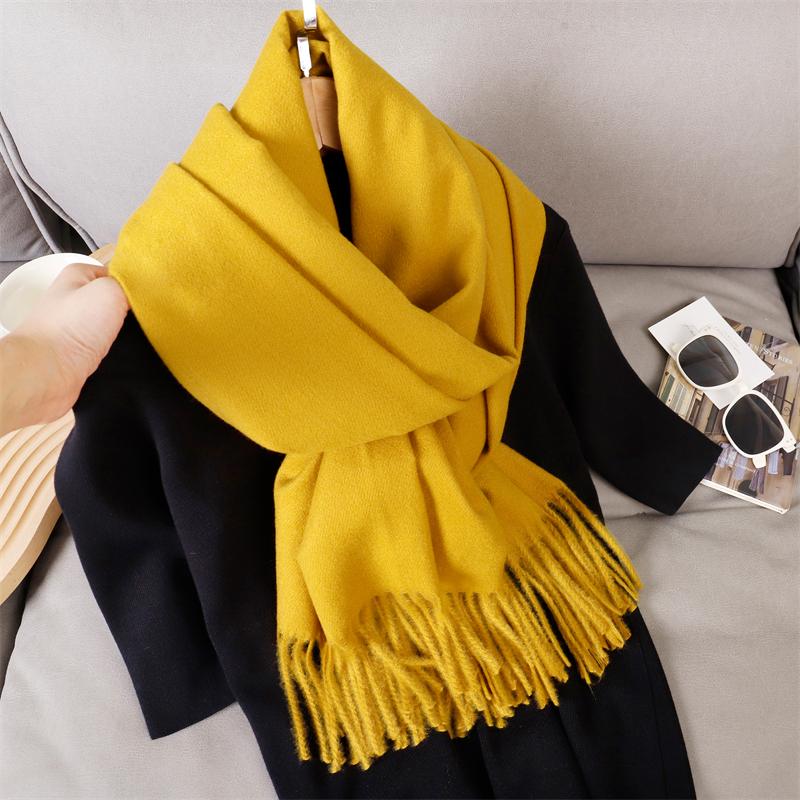New 29 Color Winter Scarf For Women Long Warm Cashmere Scarves Solid Lady Shawl Wrap Hijab Female Pashmina Bandana Head Scarfs