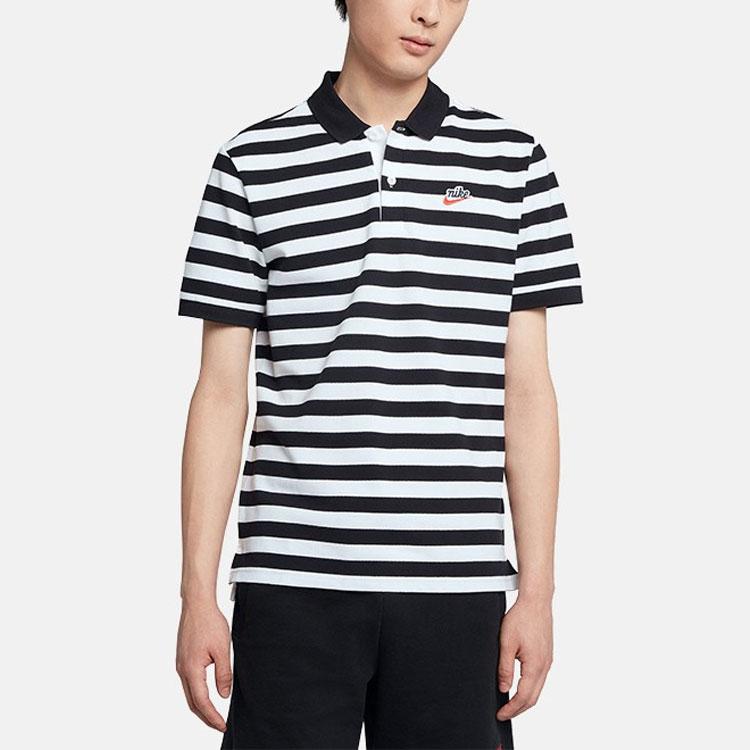 Nike Striped Short Sleeve Polo Shirt Men Tops Black BQ9075-010