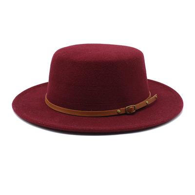Sombrero para Parejas Masculino y Femenino Sombrero Plano de Lana Clásico Retro Británico Sombrero de Ala Grande Lmn0110
